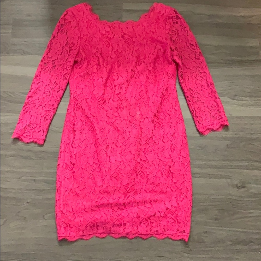 Lacy long sleeve pink dress